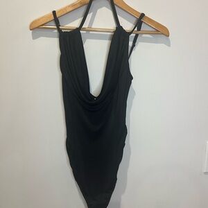Intimately by Free People Black Plunge Bodysuit